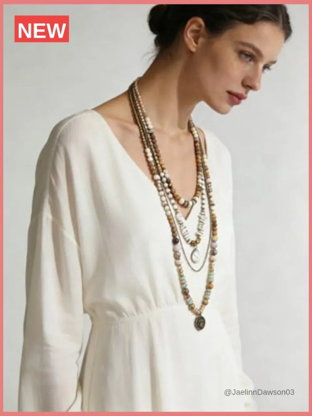 Boho Multi-Layer Beaded Pendant Necklace with Bee Elephant Charms